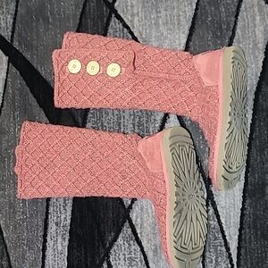 UGG LIMITED EDITION TALL RED METALLIC SHIMMER CARDY LATTICE BOOT